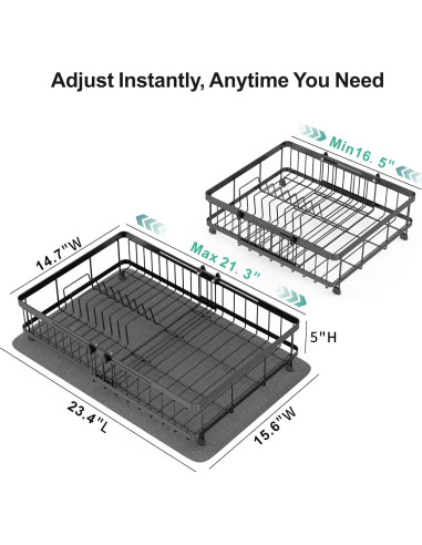 Escurridor de Platos Grande GSlife Expandible 42-54cm Negro