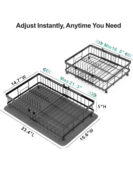 Escurridor de Platos Grande GSlife Expandible 42-54cm Negro