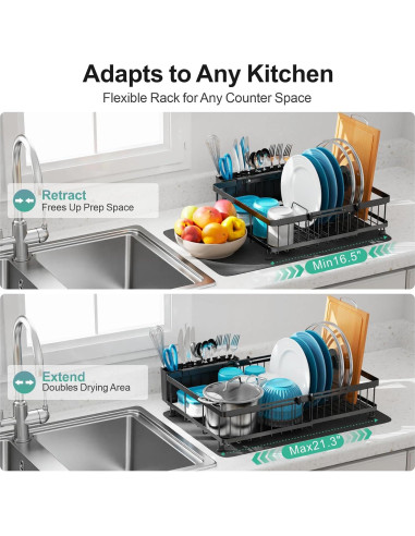 Escurridor de Platos Grande GSlife Expandible 42-54cm Negro