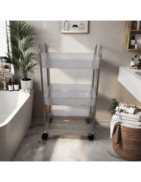 Carro de Almacenamiento Rodante TENBOAT 3 Niveles Transparente Carro de Almacenamiento Rodante TENBOAT 3 Niveles Transparente