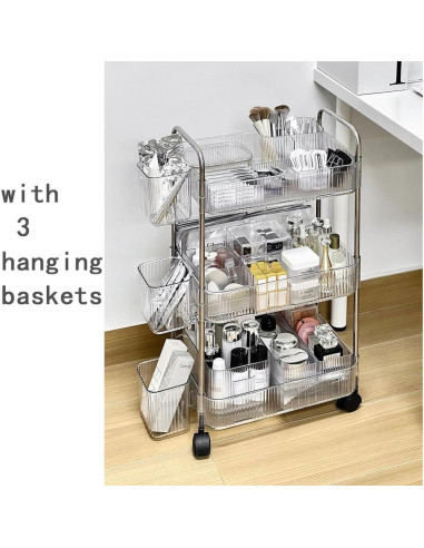 Carro de Almacenamiento Rodante TENBOAT 3 Niveles Transparente