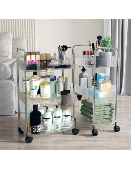 Carro de Almacenamiento Rodante TENBOAT 3 Niveles Transparente Carro de Almacenamiento Rodante TENBOAT 3 Niveles Transparente