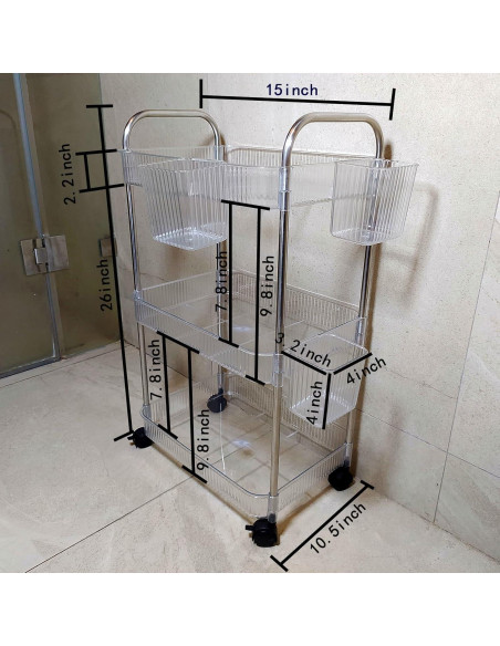 Carro de Almacenamiento Rodante TENBOAT 3 Niveles Transparente Carro de Almacenamiento Rodante TENBOAT 3 Niveles Transparente
