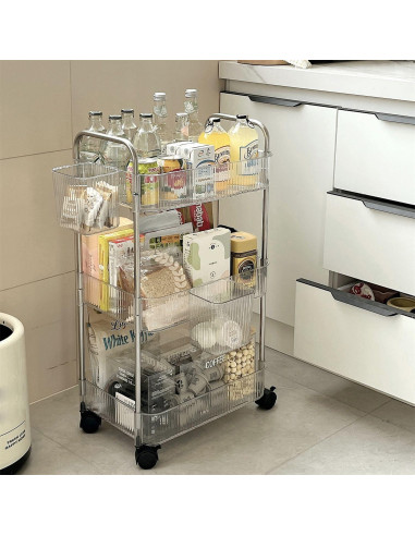 Carro de Almacenamiento Rodante TENBOAT 3 Niveles Transparente