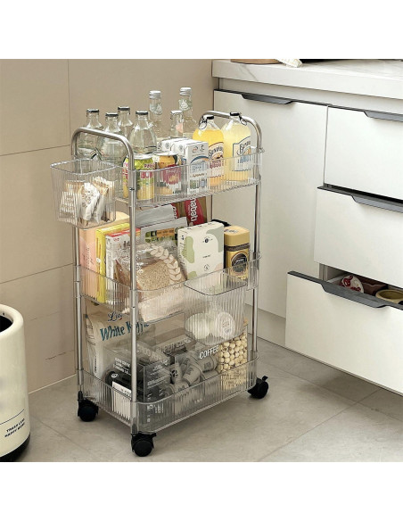 Carro de Almacenamiento Rodante TENBOAT 3 Niveles Transparente Carro de Almacenamiento Rodante TENBOAT 3 Niveles Transparente