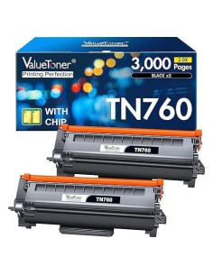 Tóner Valuetoner TN760 Compatible Brother Negro 2 Piezas
