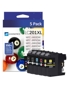 Cartuchos de Tinta MANNERES LC201XL Alto Rendimiento 5 Piezas