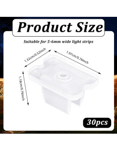 30 Clips de Montaje para Tiras LED TIESOME 5-6mm Translúcido 2