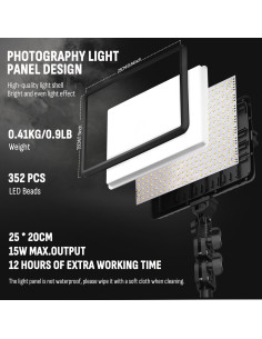 Kit de Iluminación LED Bi-Color 15W Arsoer con Trípodes 70" 2