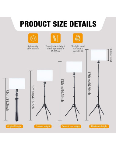 Kit de Iluminación LED LOMTAP 35W con Soporte 1.98m y Control Remoto