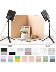 Kit de Estudio Fotográfico Portátil BYSTONE 40.64x40.64 cm con 288 LED y 15 Fondos 2