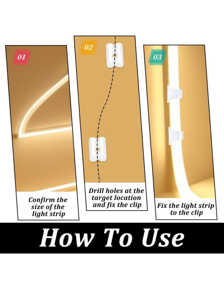 30 Clips de Montaje para Tiras LED TIESOME 5-6mm Translúcido