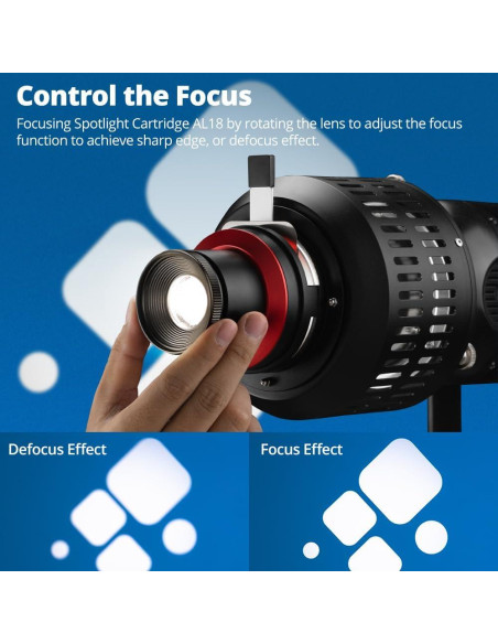 Snoot Óptico AMBITFUL AL-18 Pro con Montura Bowens y Lente 50mm Snoot Óptico AMBITFUL AL-18 Pro con Montura Bowens y Lente 50mm