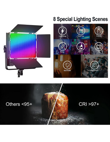 Kit de Iluminación LED GVM 50W RGB Bi-Color con Control APP