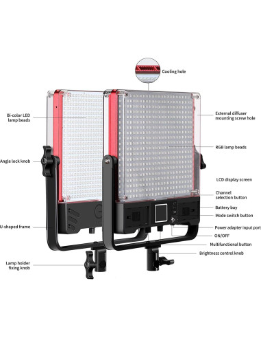 Kit de Iluminación LED GVM 50W RGB Bi-Color con Control APP