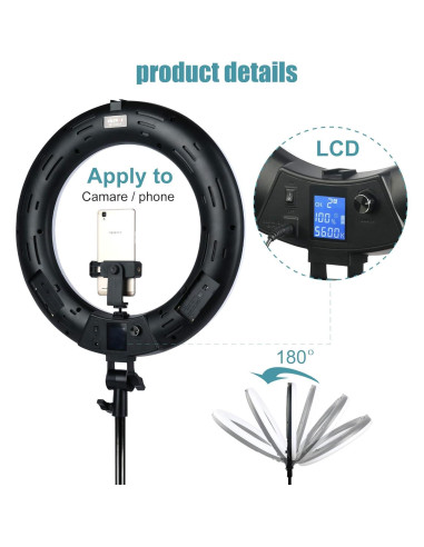 Luz de Anillo VILTROX VL-600T 45W 18" LED para Fotografía