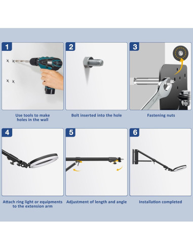 Brazo de Soporte Triangular Ajustable iFongsh 130cm para Luz