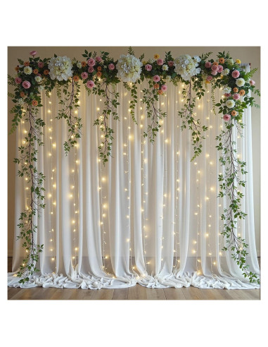 Cortina de Tul Blanca con Luces LED Realparkly 3m x 2.4m