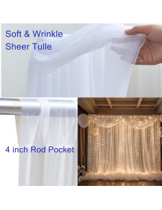 Cortina de Tul Blanca con Luces LED Realparkly 3m x 2.4m 2