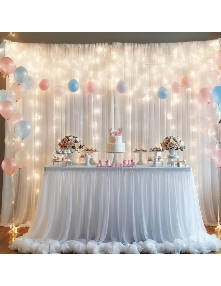 Cortina de Tul Blanca con Luces LED Realparkly 3m x 2.4m