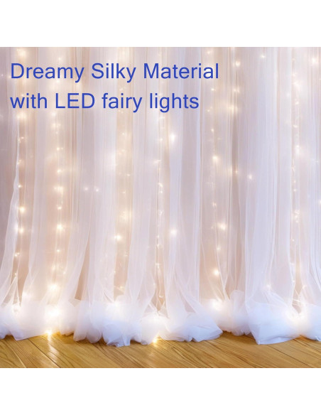 Cortina de Tul Blanca con Luces LED Realparkly 3m x 2.4m