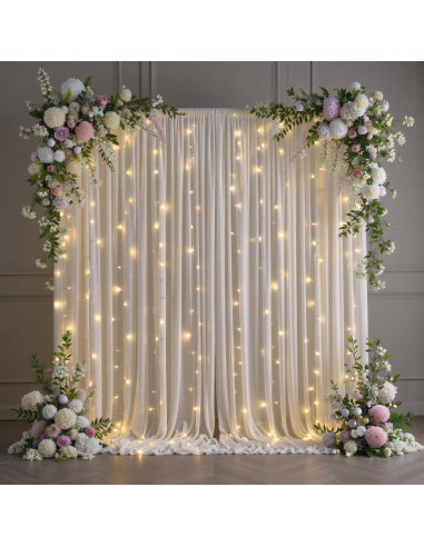 Cortina de Tul Blanca con Luces LED Realparkly 3m x 2.4m