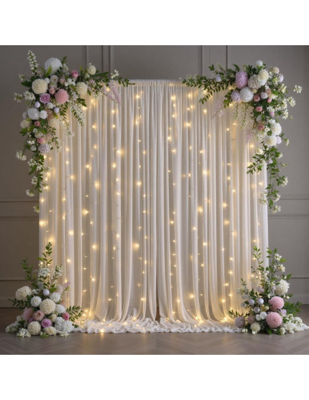 Cortina de Tul Blanca con Luces LED Realparkly 3m x 2.4m