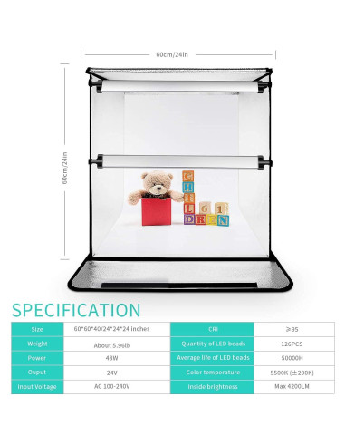 Caja de Fotos FOSITAN F60II 60x60cm Estudio Fotográfico LED