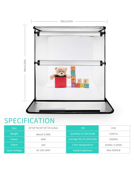 Caja de Fotos FOSITAN F60II 60x60cm Estudio Fotográfico LED