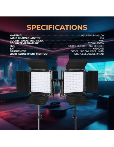 Kit de Luz LED 800D-RGB GVM Bi-Color 40W con Control APP