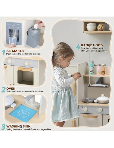 Juego de Cocina de Madera Ktaxon para Niños 3+ con Accesorios