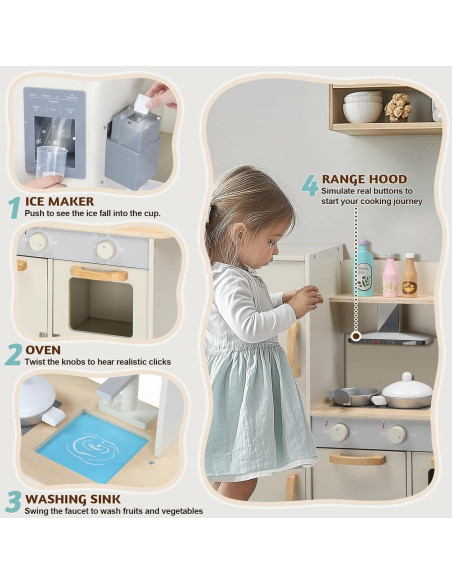 Juego de Cocina de Madera Ktaxon para Niños 3+ con Accesorios