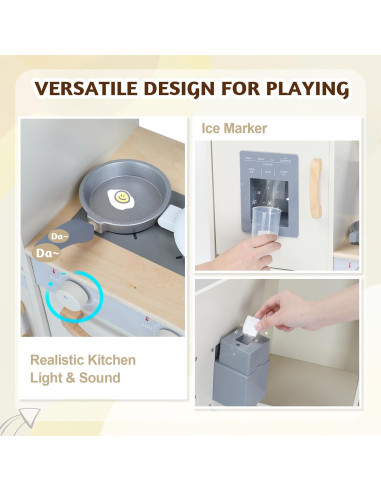 Juego de Cocina de Madera Ktaxon para Niños 3+ con Accesorios