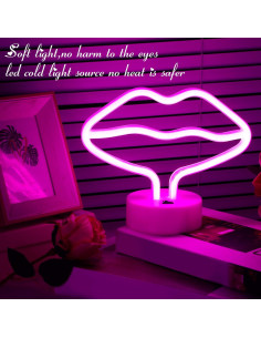 Juego de 3 Luces de Neón Rosa Corazón Liliful LED USB/Batería 2