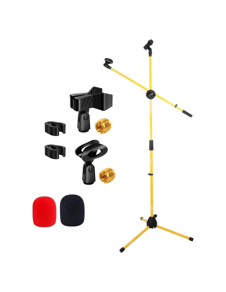 Soporte de Micrófono de Piso 5 Core Amarillo Ajustable Doble
