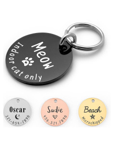 Etiqueta de Identificación para Mascotas KEVSUN Pequeña Acero Inoxidable Negra