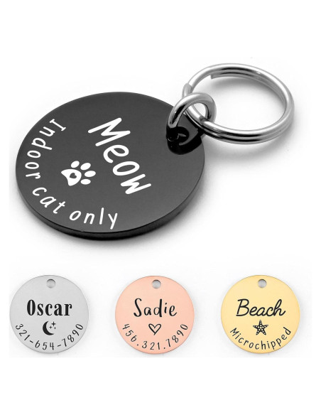 Etiqueta de Identificación para Mascotas KEVSUN Pequeña Acero Inoxidable Negra