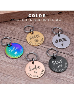 Etiqueta de Identificación para Mascotas KEVSUN Pequeña Acero Inoxidable Negra 2