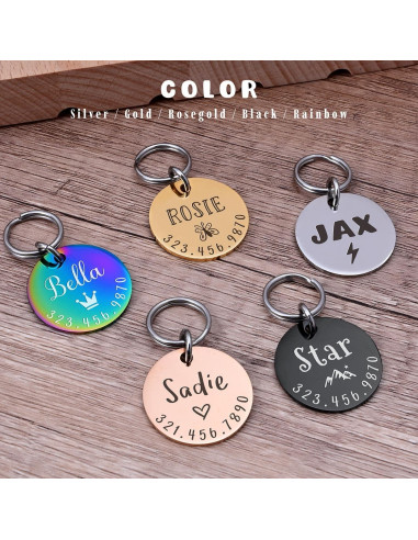 Etiqueta de Identificación para Mascotas KEVSUN Pequeña Acero Inoxidable Negra