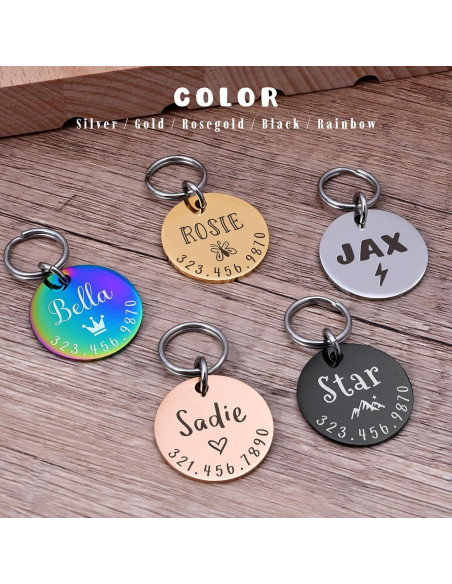 Etiqueta de Identificación para Mascotas KEVSUN Pequeña Acero Inoxidable Negra