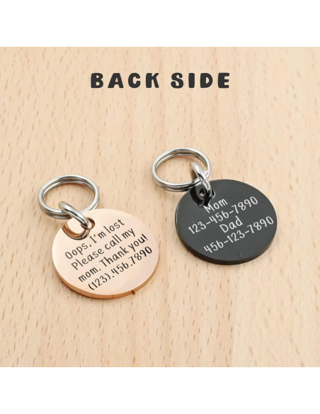 Etiqueta de Identificación para Mascotas KEVSUN Pequeña Acero Inoxidable Negra