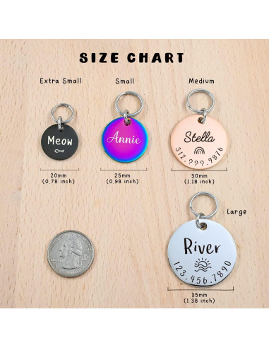 Etiqueta de Identificación para Mascotas KEVSUN Pequeña Acero Inoxidable Negra