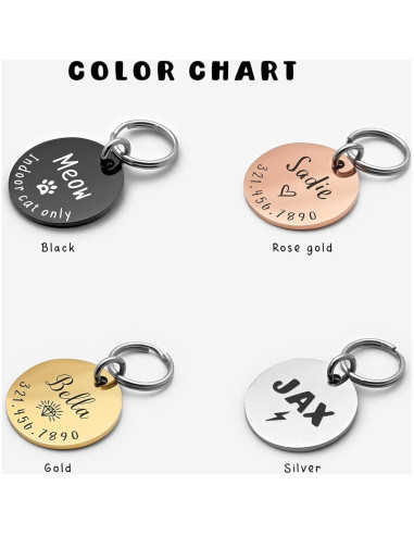 Etiqueta de Identificación para Mascotas KEVSUN Pequeña Acero Inoxidable Negra