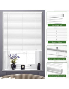 Persianas Mini Cordless Kokorona 91.44x162.56 cm PVC Blanco 2