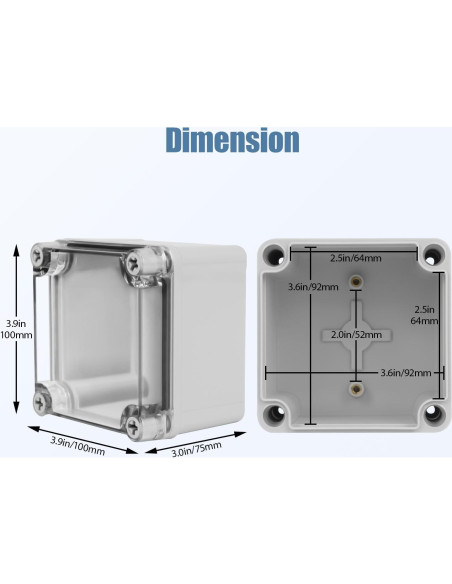 Caja de Conexiones LeMotech IP67 Impermeable 100x100x75mm Caja de Conexiones LeMotech IP67 Impermeable 100x100x75mm