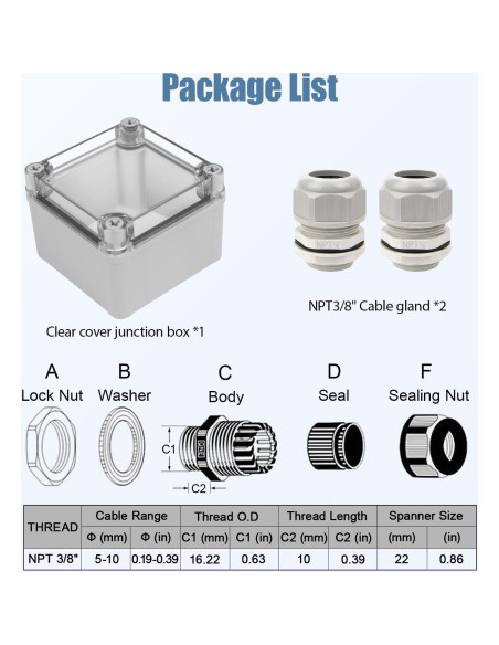Caja de Conexiones LeMotech IP67 Impermeable 100x100x75mm Caja de Conexiones LeMotech IP67 Impermeable 100x100x75mm