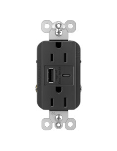 Tomacorriente Dúplex Legrand R26USBAC6BK con Carga USB 6A Negro