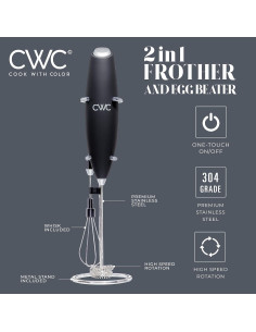 Batidor de Huevos y Espumador de Leche Cook With Color Negro 2