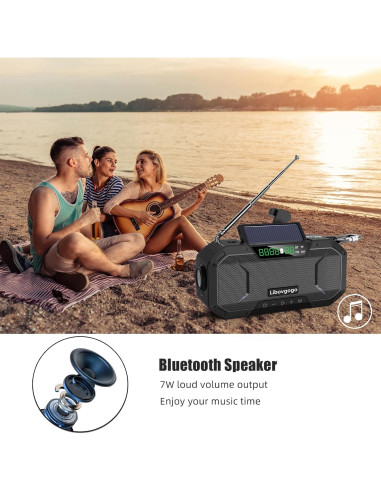 Radio de Emergencia Bluetooth Libovgogo con Linterna 5000mAh
