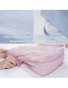 Cubos de Compresión TIANZONG para Equipaje 2 Paquete Grande Beige 2